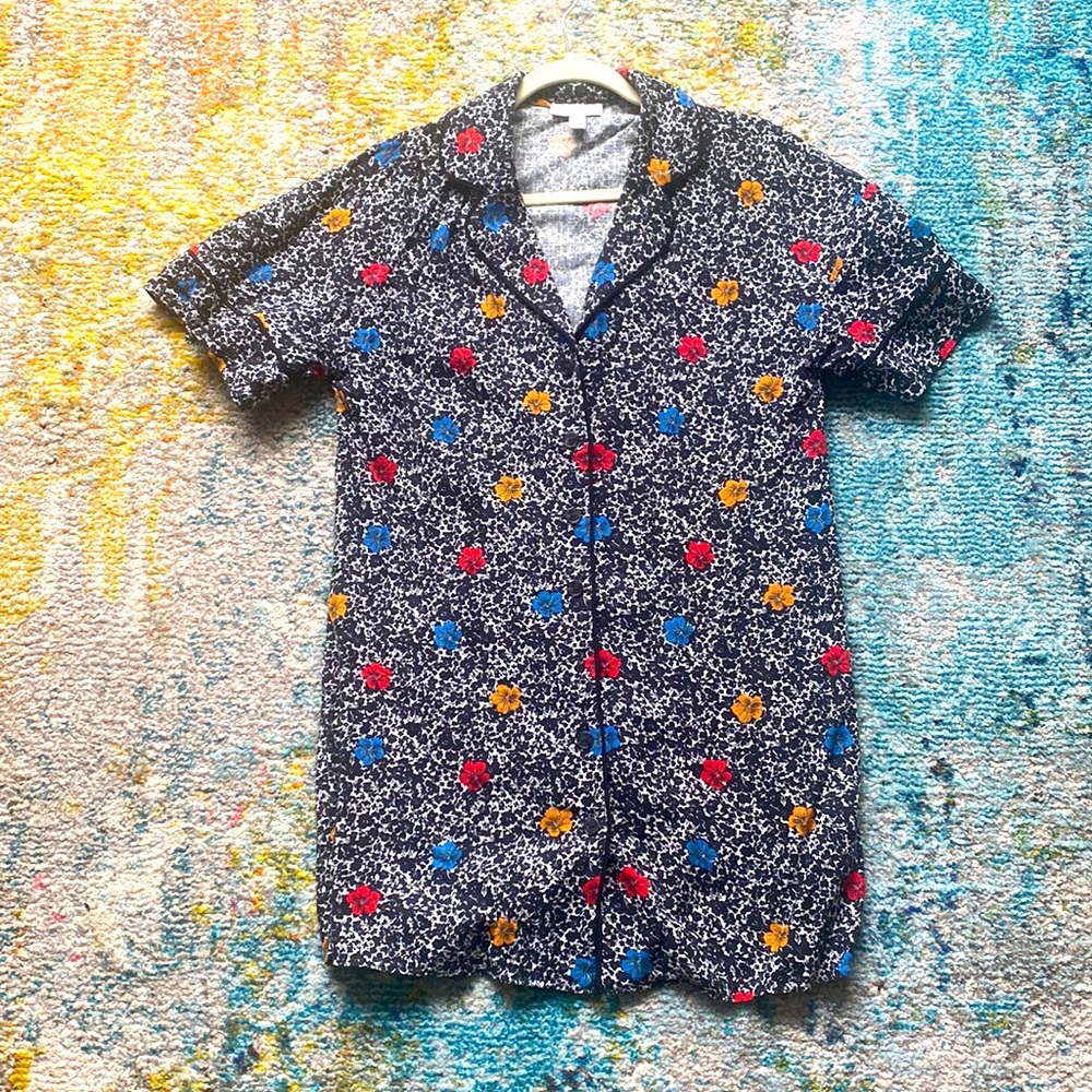 Black, white and flower TOPSHOP smock dress